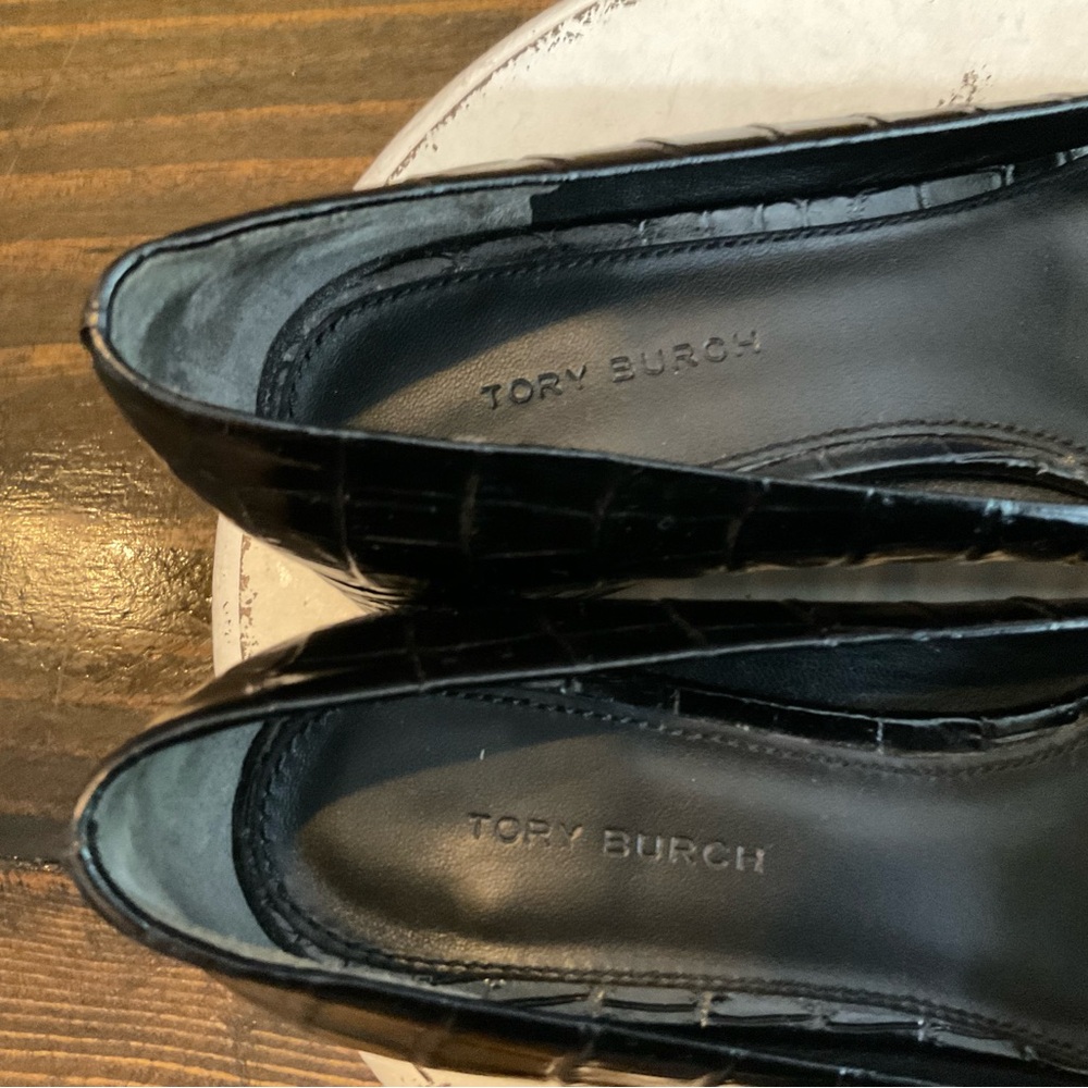 Tory Burch Black Heels with Gold Accents - Picture 5 of 6